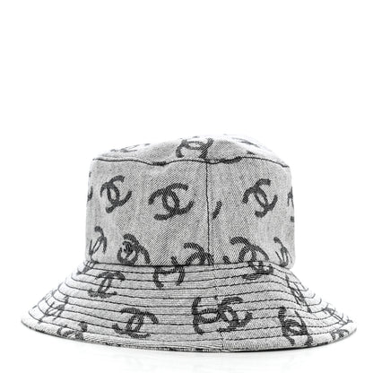 Chanel Denim CC Bucket Hat M White Black 4 of 8