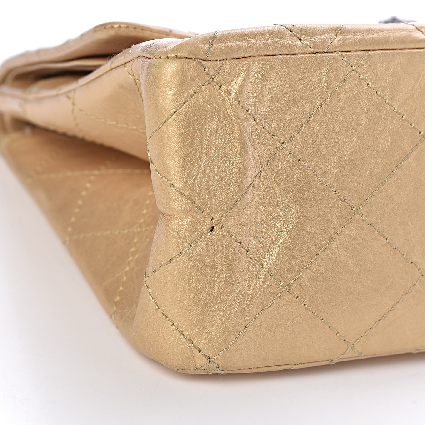 Metallic Aged Calfskin Quilted 2.55 Reissue 227 Flap Gold