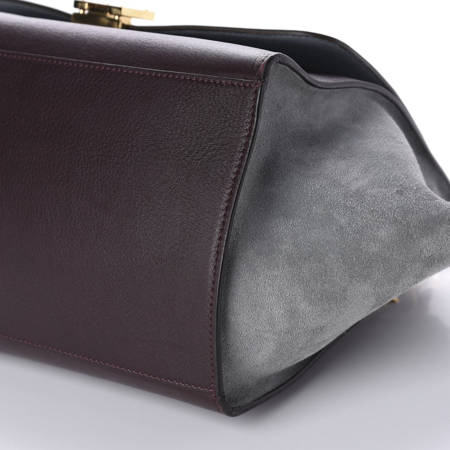Drummed Calfskin Suede Medium Trapeze Dark Grey