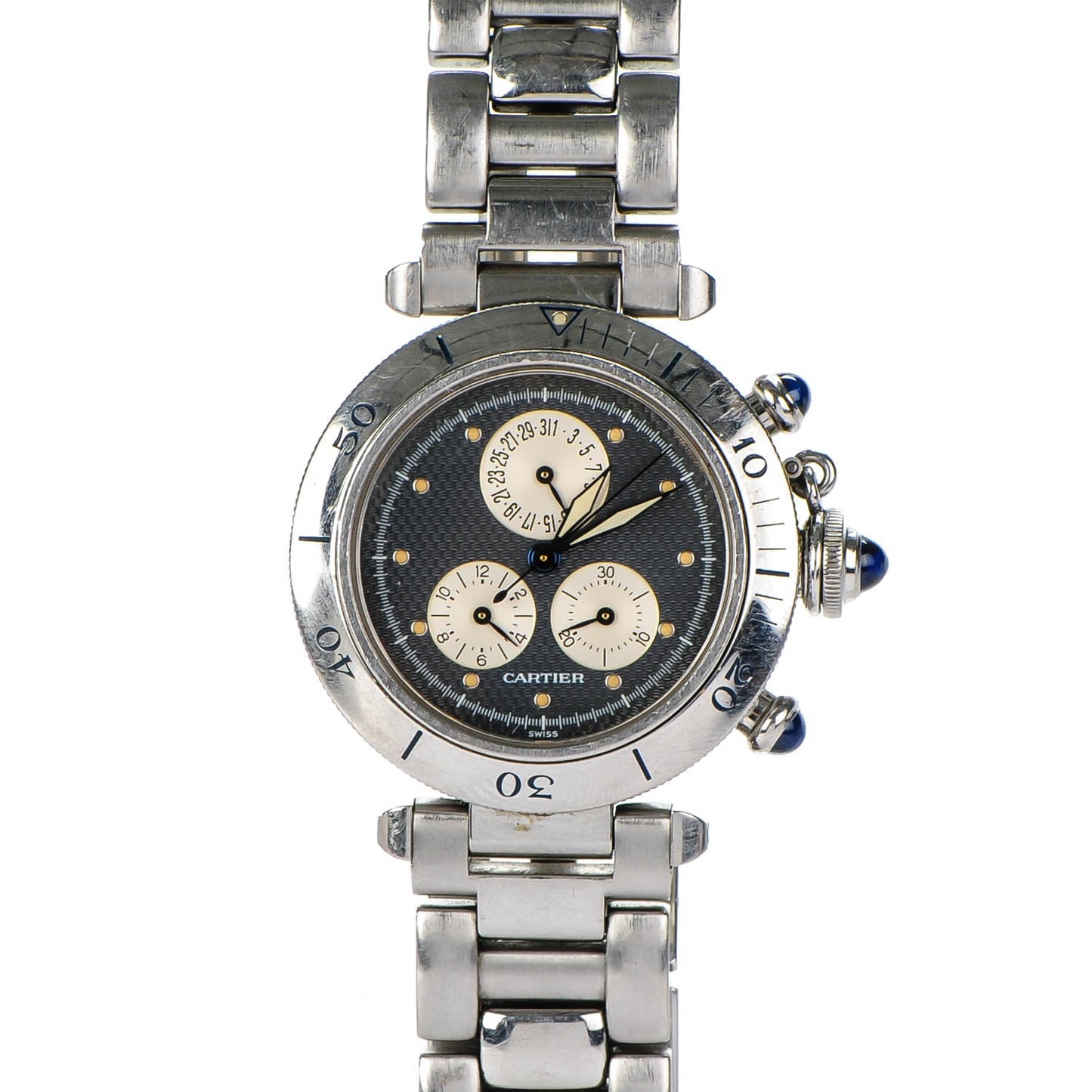 Stainless Steel 35mm Pasha C Chronograph Automatic Watch Grey