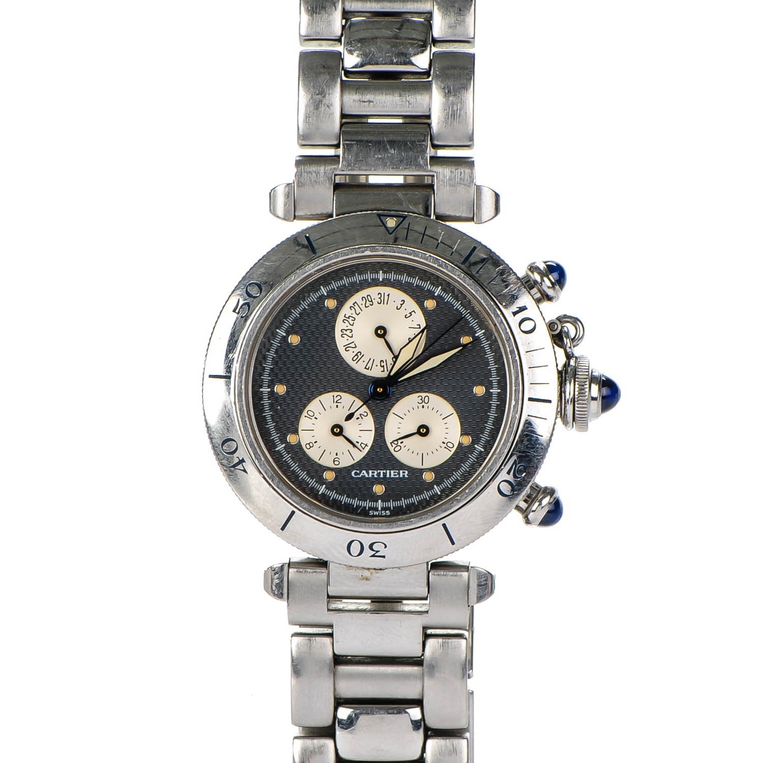 Cartier Stainless Steel 35mm Pasha C Chronograph Automatic Watch Grey 1 of 9