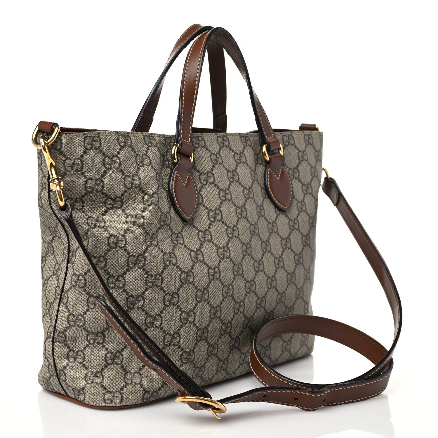 Gucci Soft GG Supreme Monogram Small Crossbody Tote Beige Cuir 3 of 9