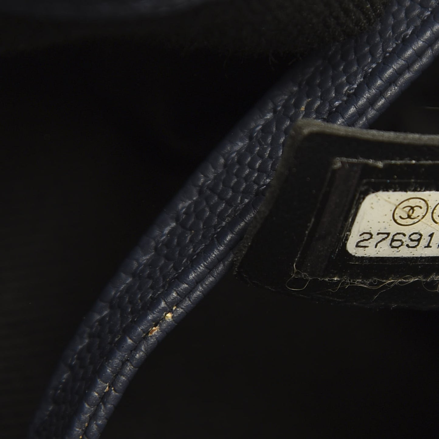 Grained Calfskin Large Coco Eyelets Shopping Tote Navy