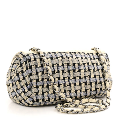 Chanel Tweed Calfskin Woven Single Flap Blue 3 of 10