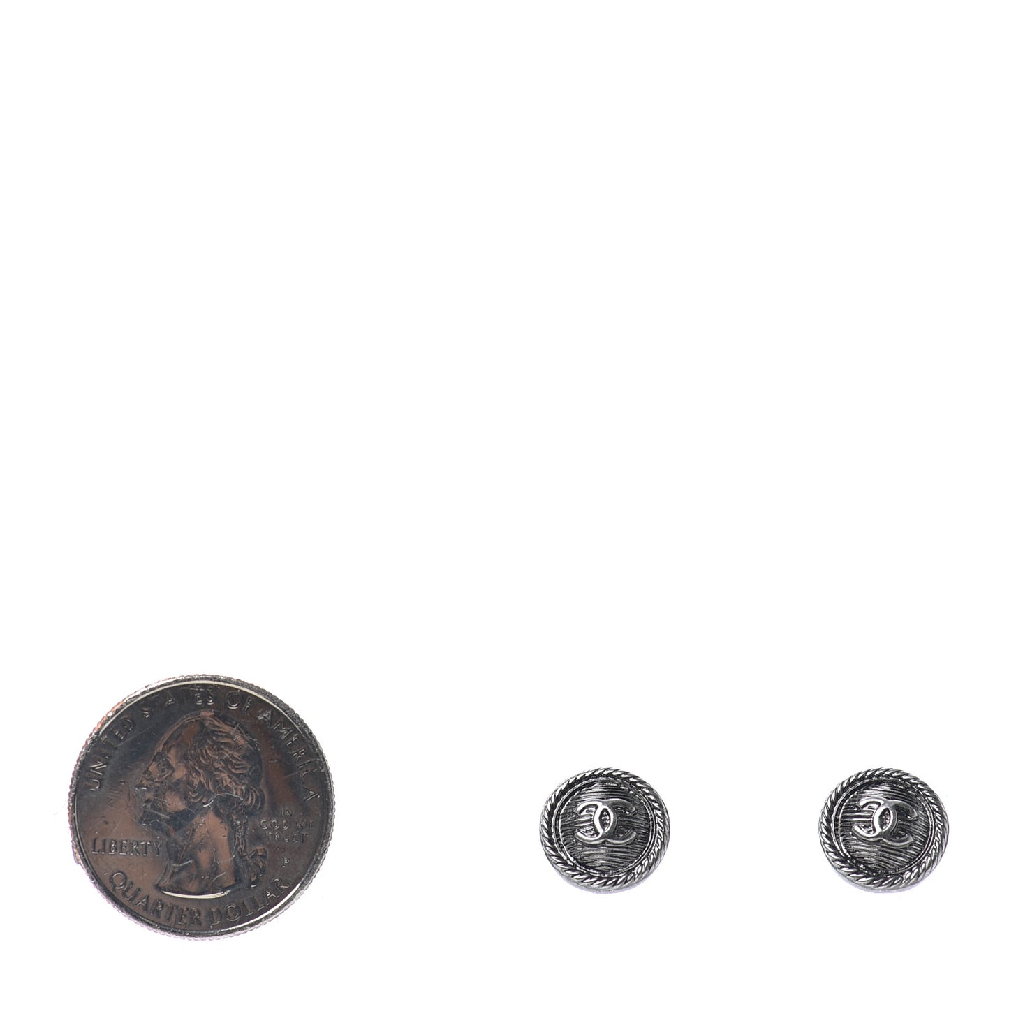 CC Round Earrings Ruthenium