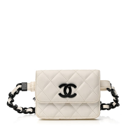 Chanel Caviar Quilted My Everything Belt Flap Card Holder White 1 of 12
