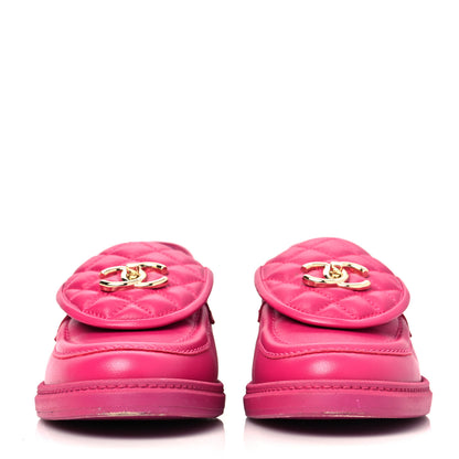 Chanel Lambskin Quilted CC Turnlock Loafers 39.5 Fuchsia 2 of 8