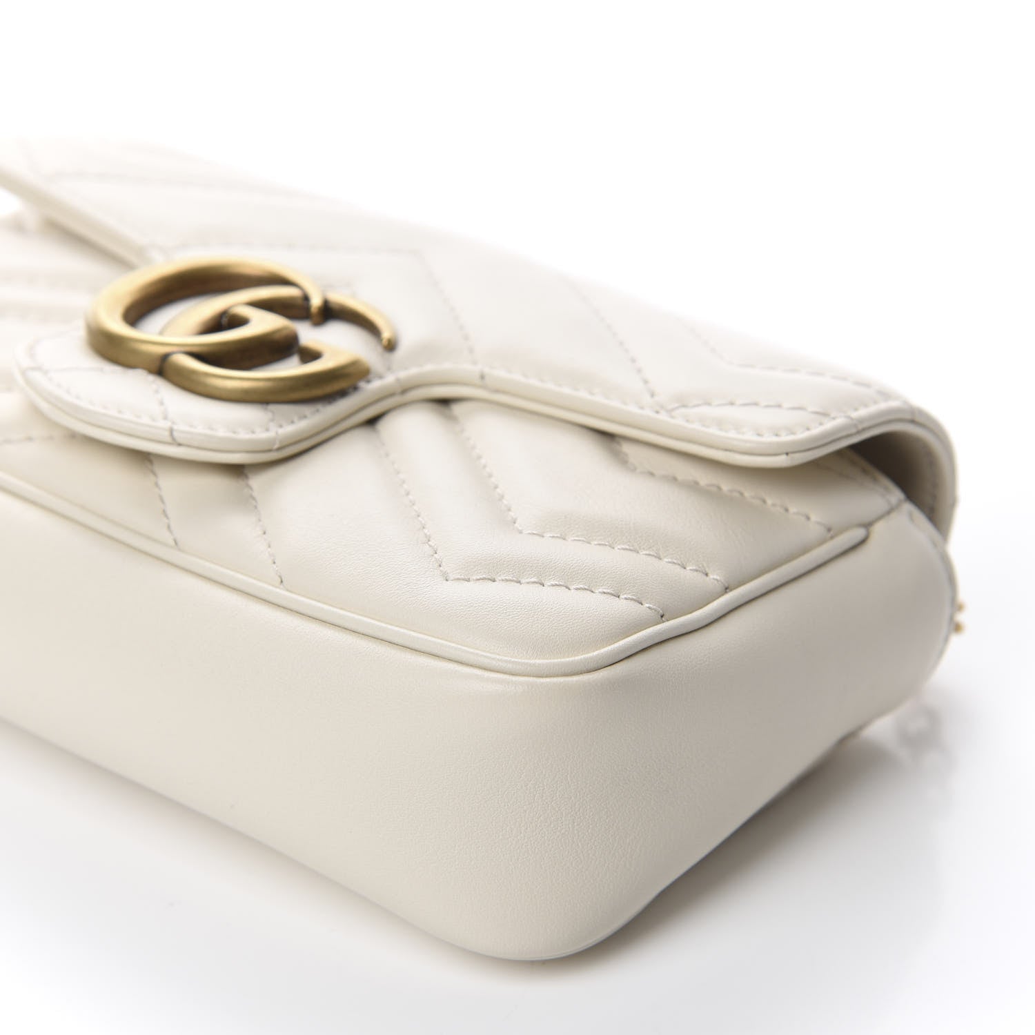 Gucci Calfskin Matelasse Super Mini GG Marmont Shoulder Bag White 7 of 11