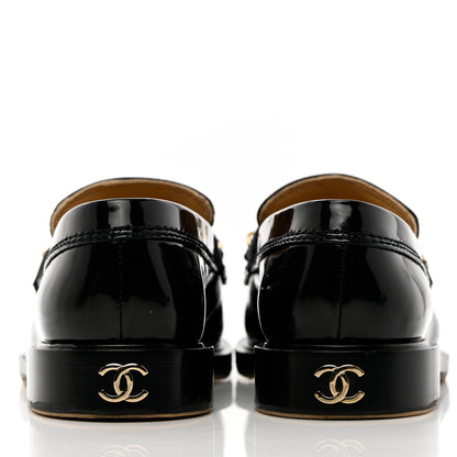 Chanel Shiny Calfskin Logo Loafers 35 Black 6 of 18