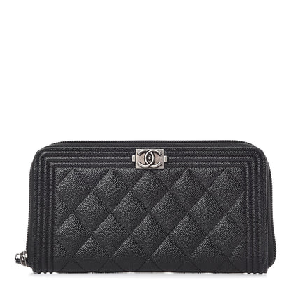 Chanel Caviar Quilted Boy Long Zip Around Wallet Black 1 of 10