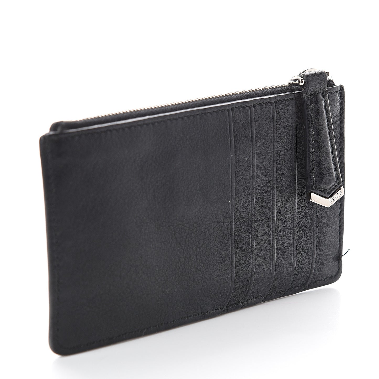 Vitello Dolce Mink Fur Hypnoteyes Zip Card Holder Black Yellow