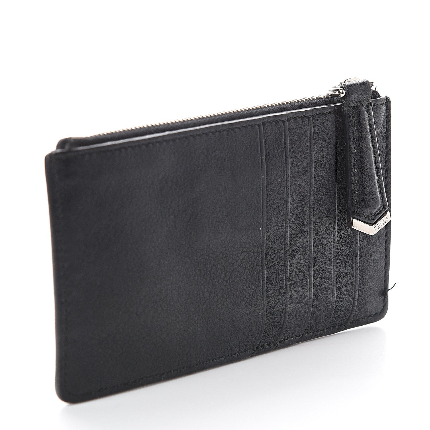 Fendi Vitello Dolce Mink Fur Hypnoteyes Zip Card Holder Black Yellow 2 of 6