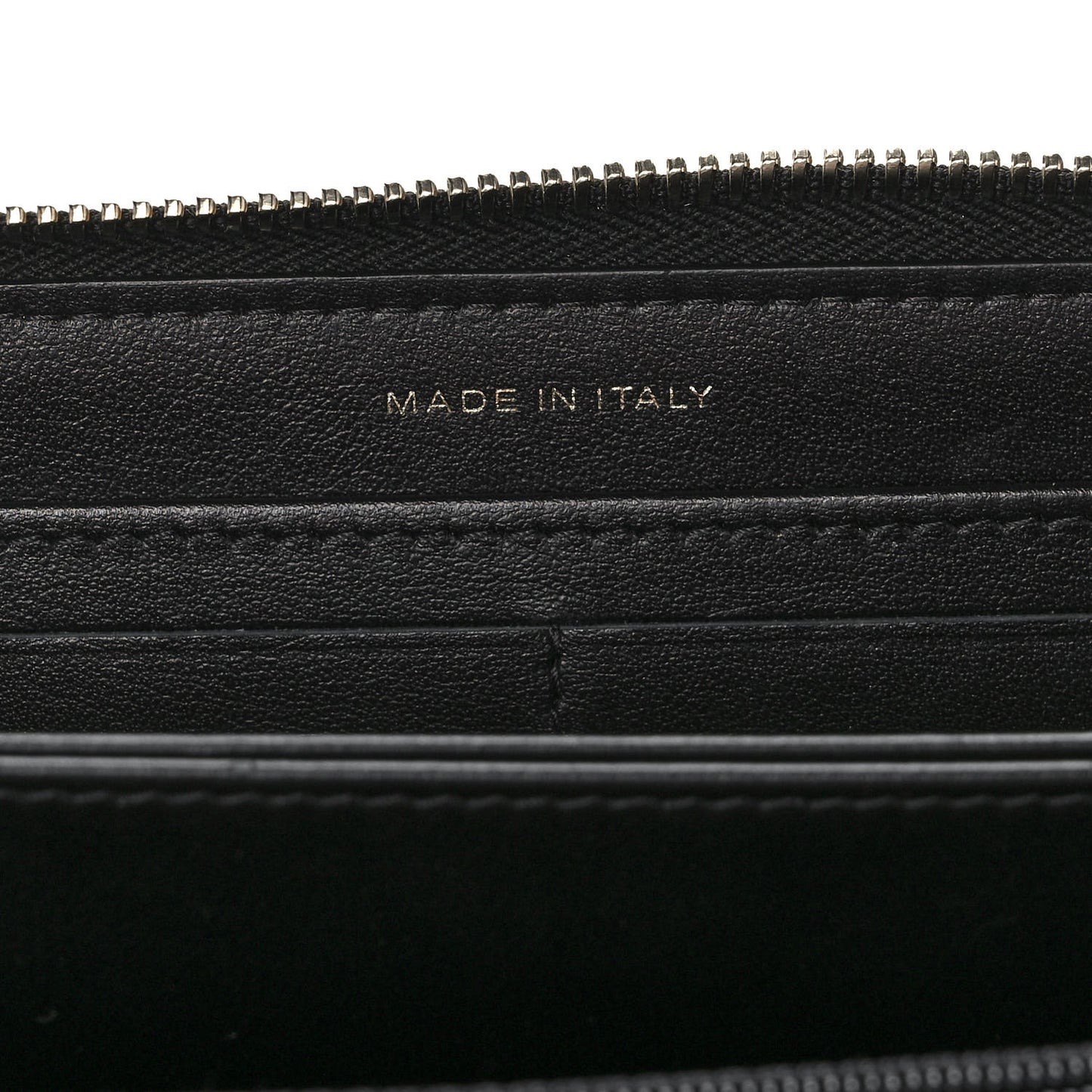 Shiny Lambskin Studded Rock The Diamond CC Zip Around Wallet Black