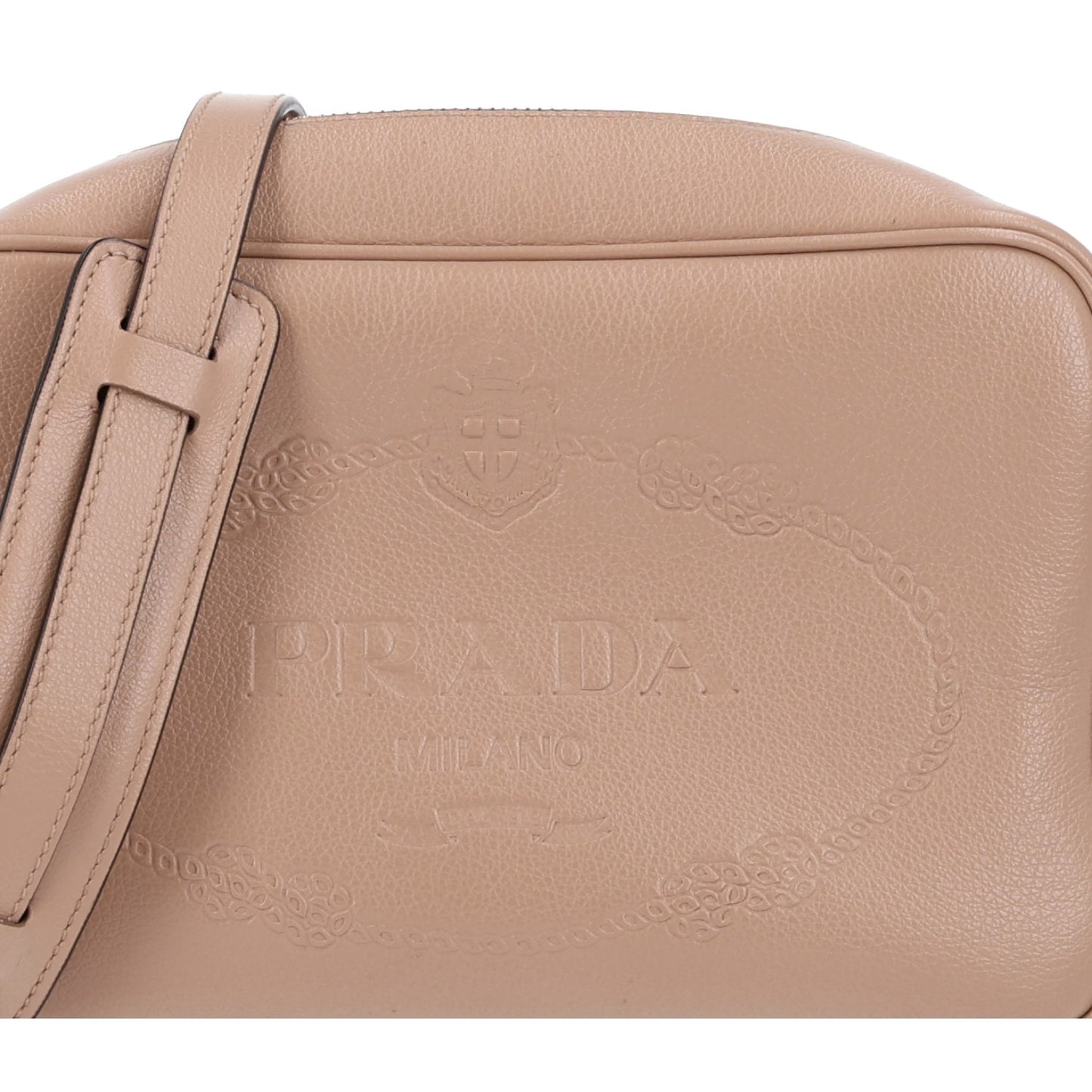Glace Calfskin Embossed Logo Crossbody Cammeo