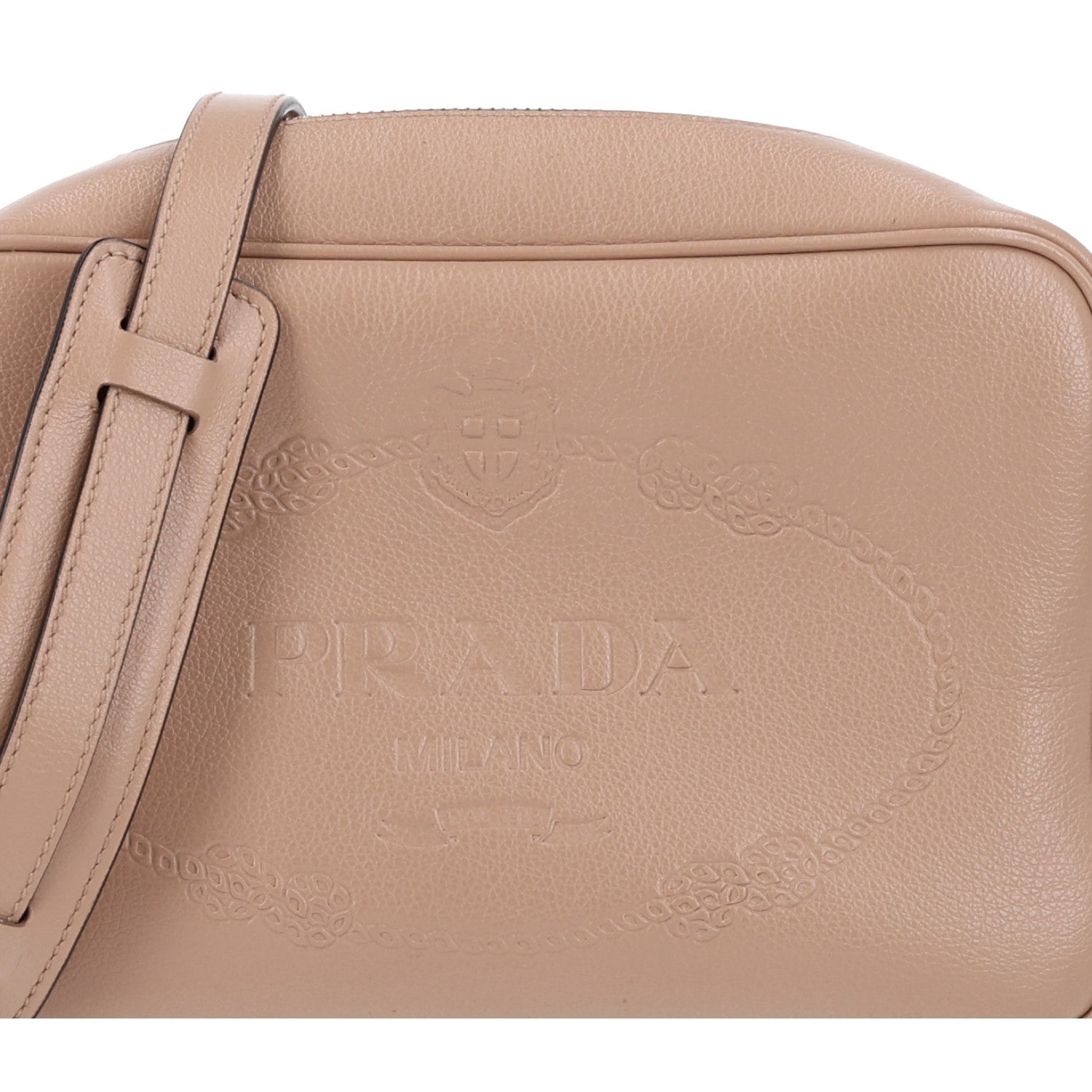 Prada Glace Calfskin Embossed Logo Crossbody Cammeo 7 of 9