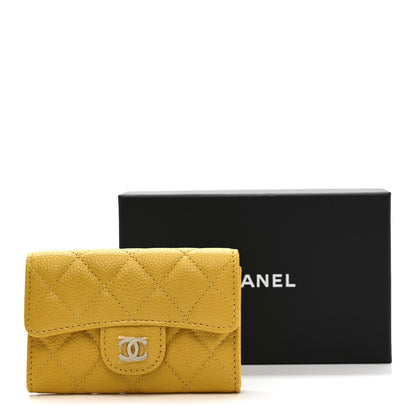 Chanel Caviar Quilted Flap Card Holder Wallet Yellow 9 of 9