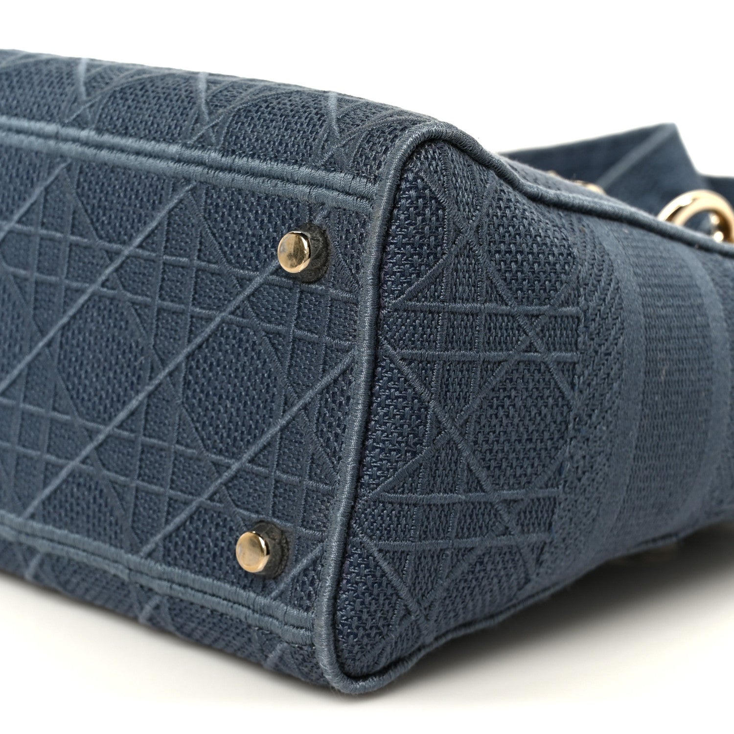 Christian Dior Canvas Embroidered Cannage Medium Lady D-Lite Denim Blue 10 of 10