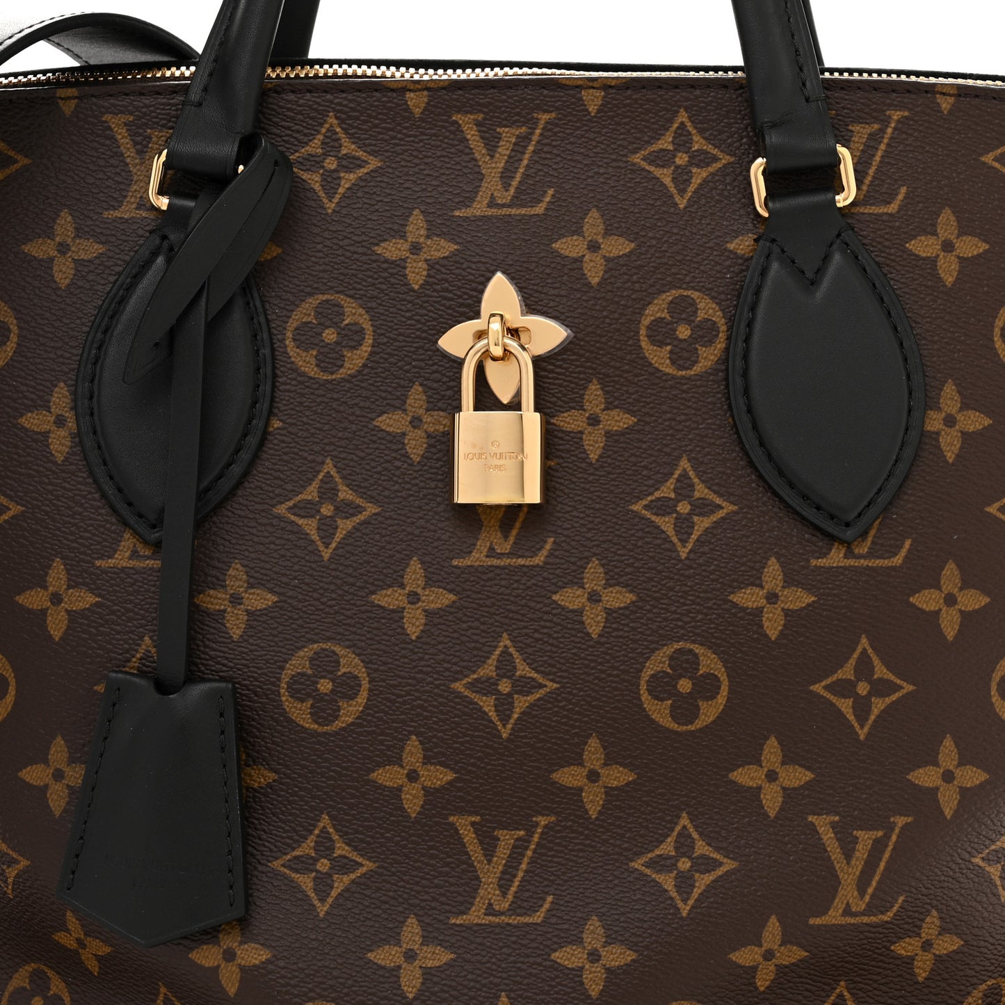 Monogram Flower Zipped Tote MM Black