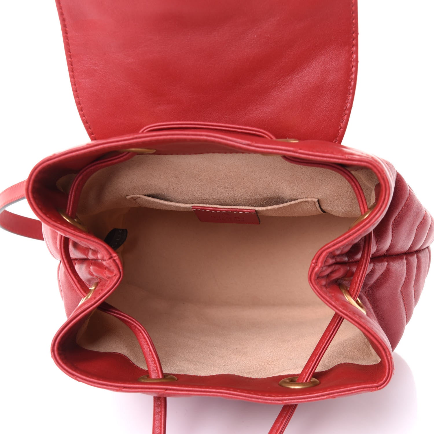 Gucci Calfskin Matelasse GG Marmont Flap Backpack Hibiscus Red 4 of 9
