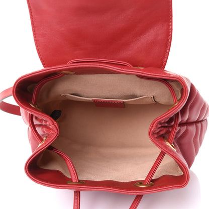 Gucci Calfskin Matelasse GG Marmont Flap Backpack Hibiscus Red 4 of 9