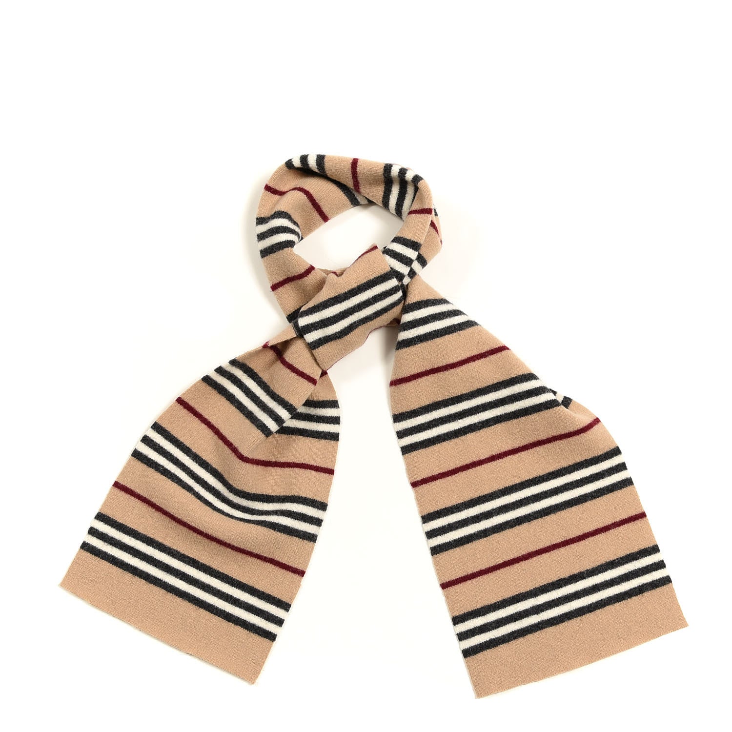 Burberry Lambswool Stripe Scarf Camel 1 of 3