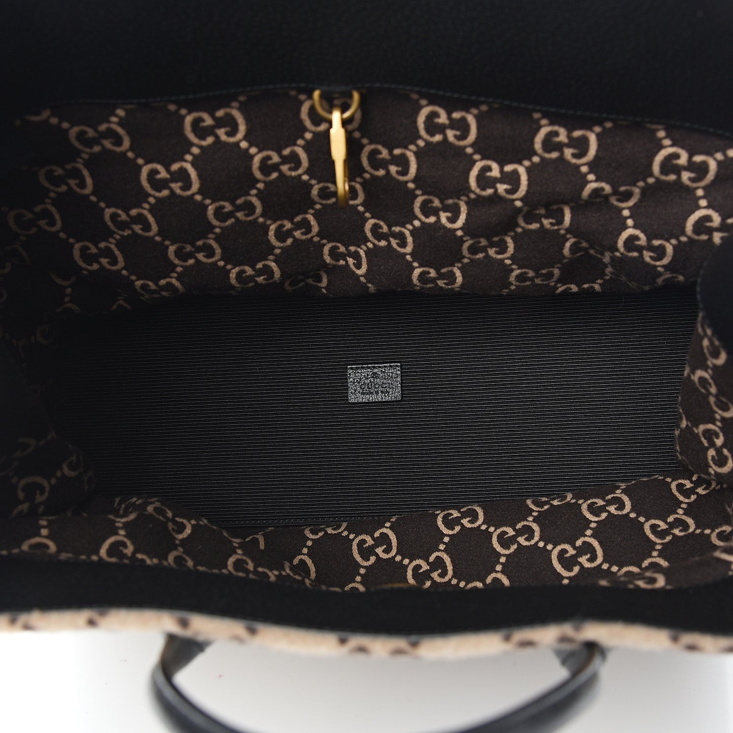 Covered Wool GG Monogram Large Tote Bag Beige Ebony