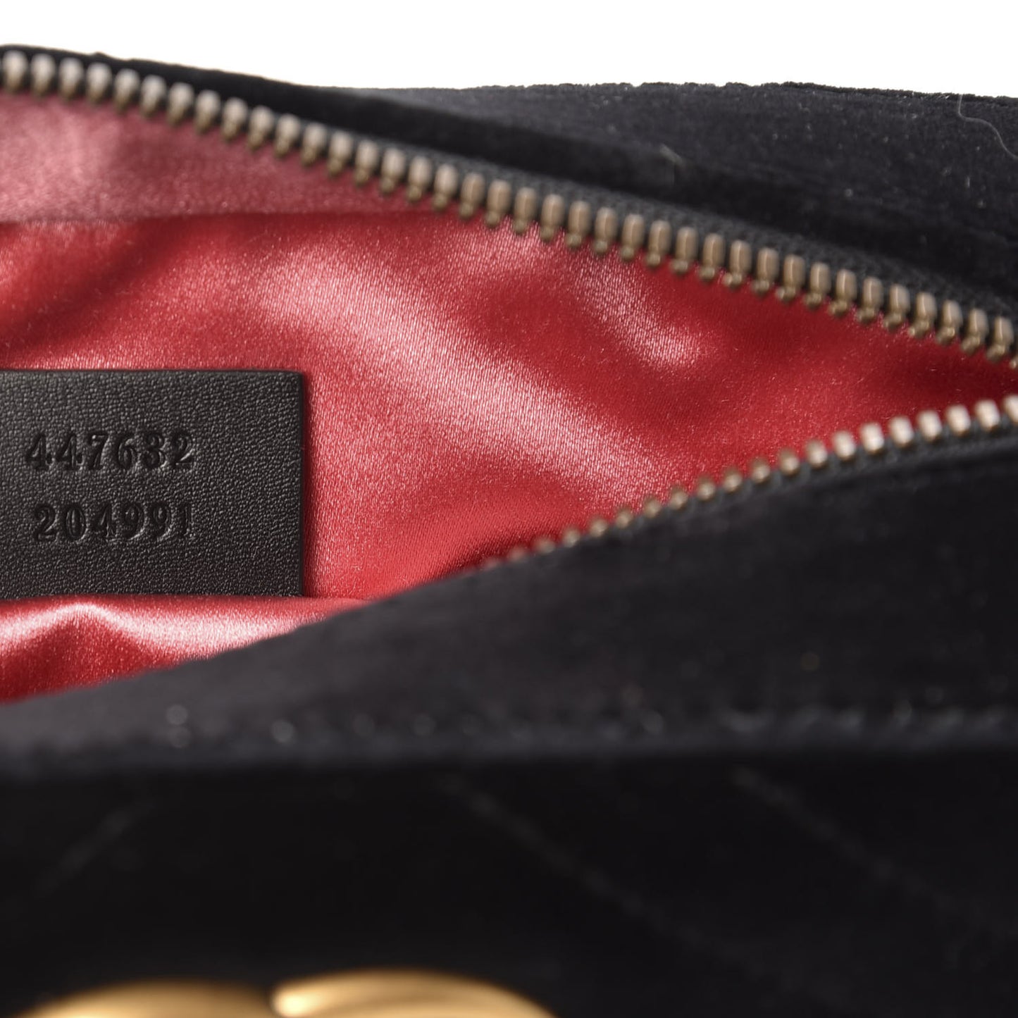 Velvet Matelasse Deer Embroidered Small GG Marmont Chain Shoulder Bag Black