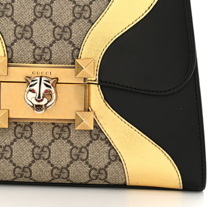 Gucci GG Supreme Monogram Small Osiride Top Handle Bag Black Gold 11 of 12