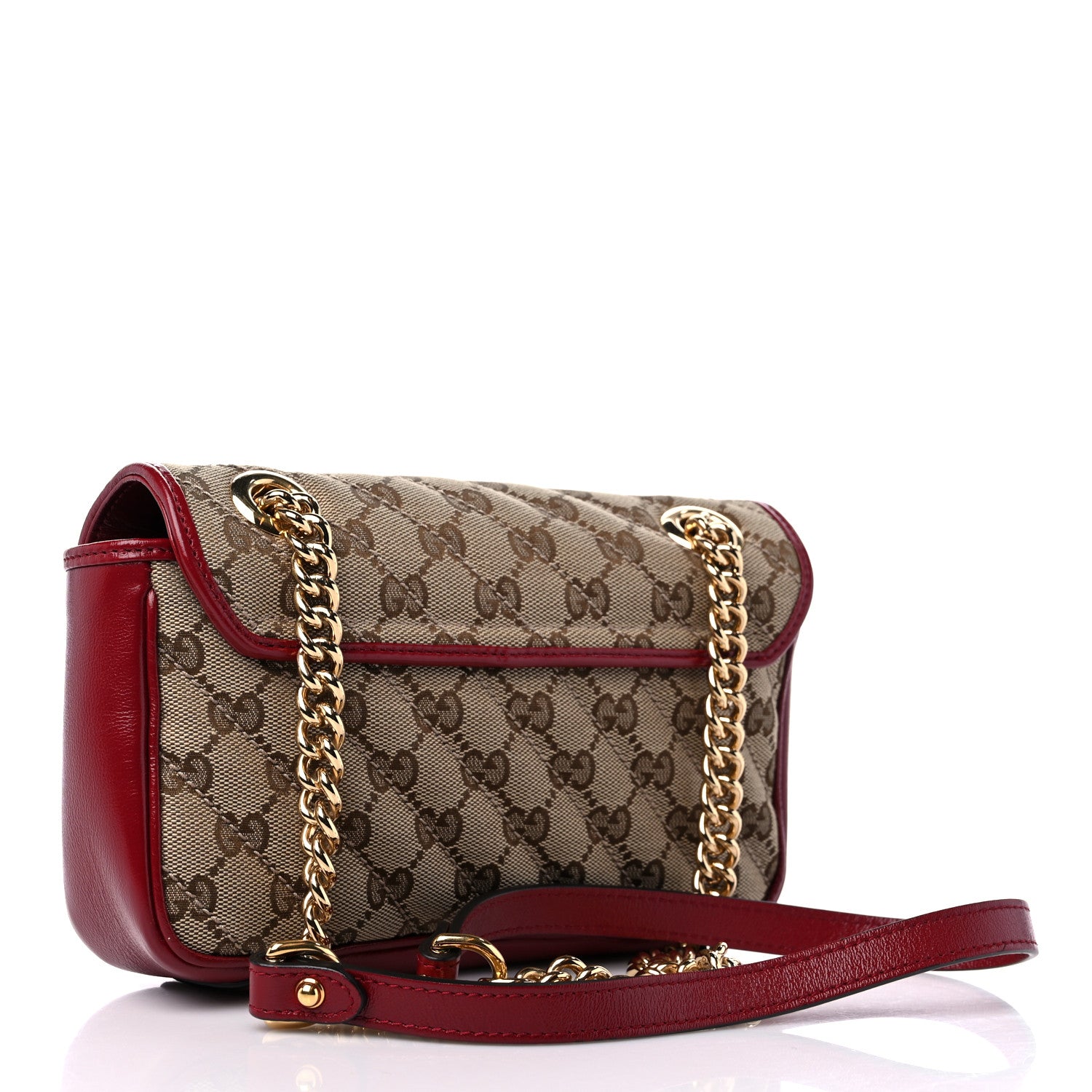 Gucci Monogram Azalea Calfskin Matelasse Diagonal Mini GG Marmont Shoulder Bag Beige Ebony New Cherry Red 3 of 10
