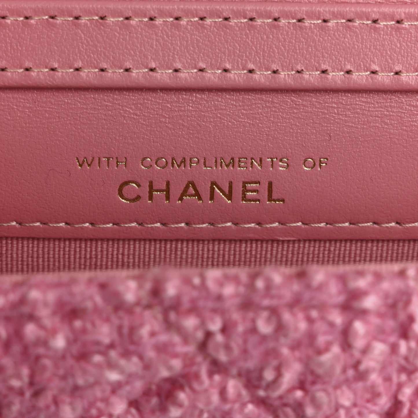 Tweed Quilted Flap Chain Waist Bag Pink