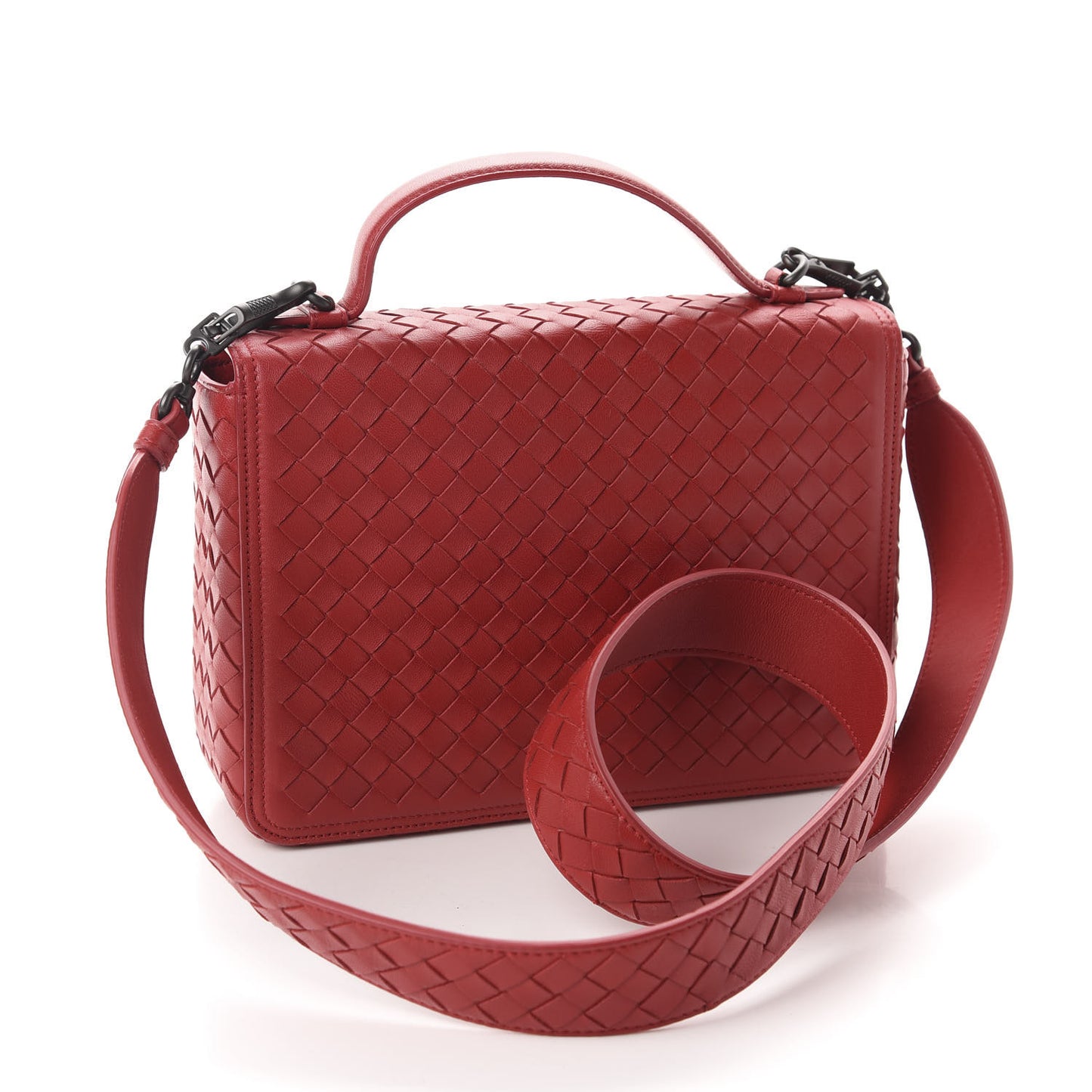 Nappa Intrecciato Alumna Bag China Red