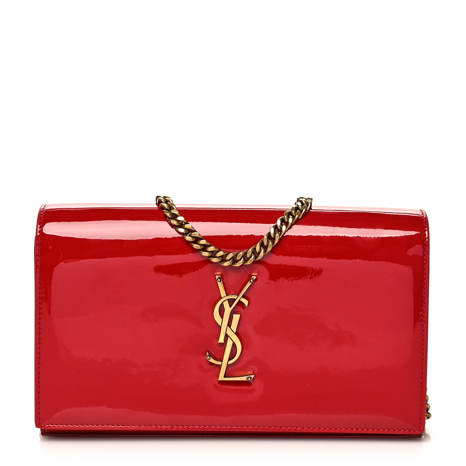 Saint Laurent Patent Calfskin Monogram Kate Wallet On Chain Rouge Eros 1 of 8