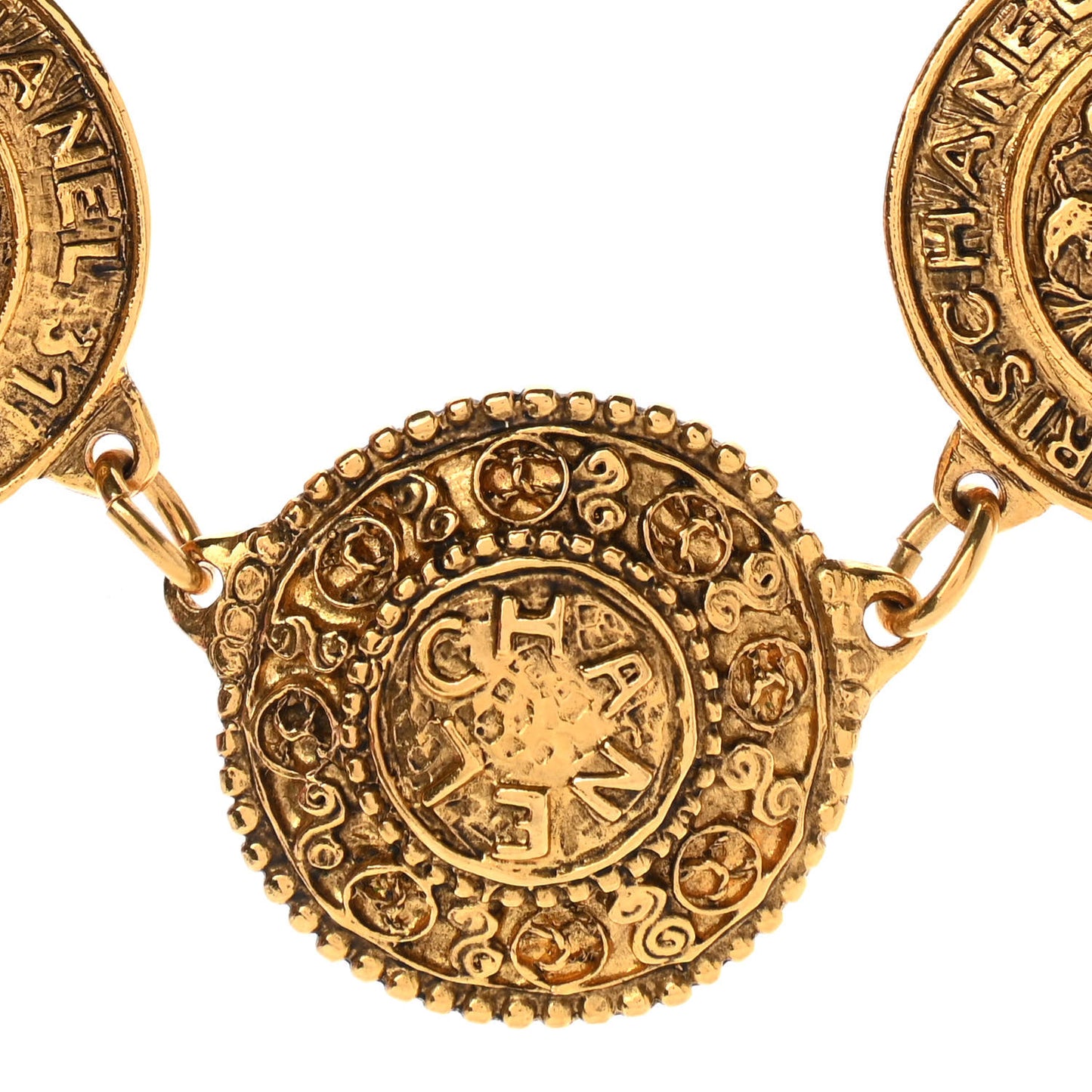 Metal CC Medallion Necklace Gold