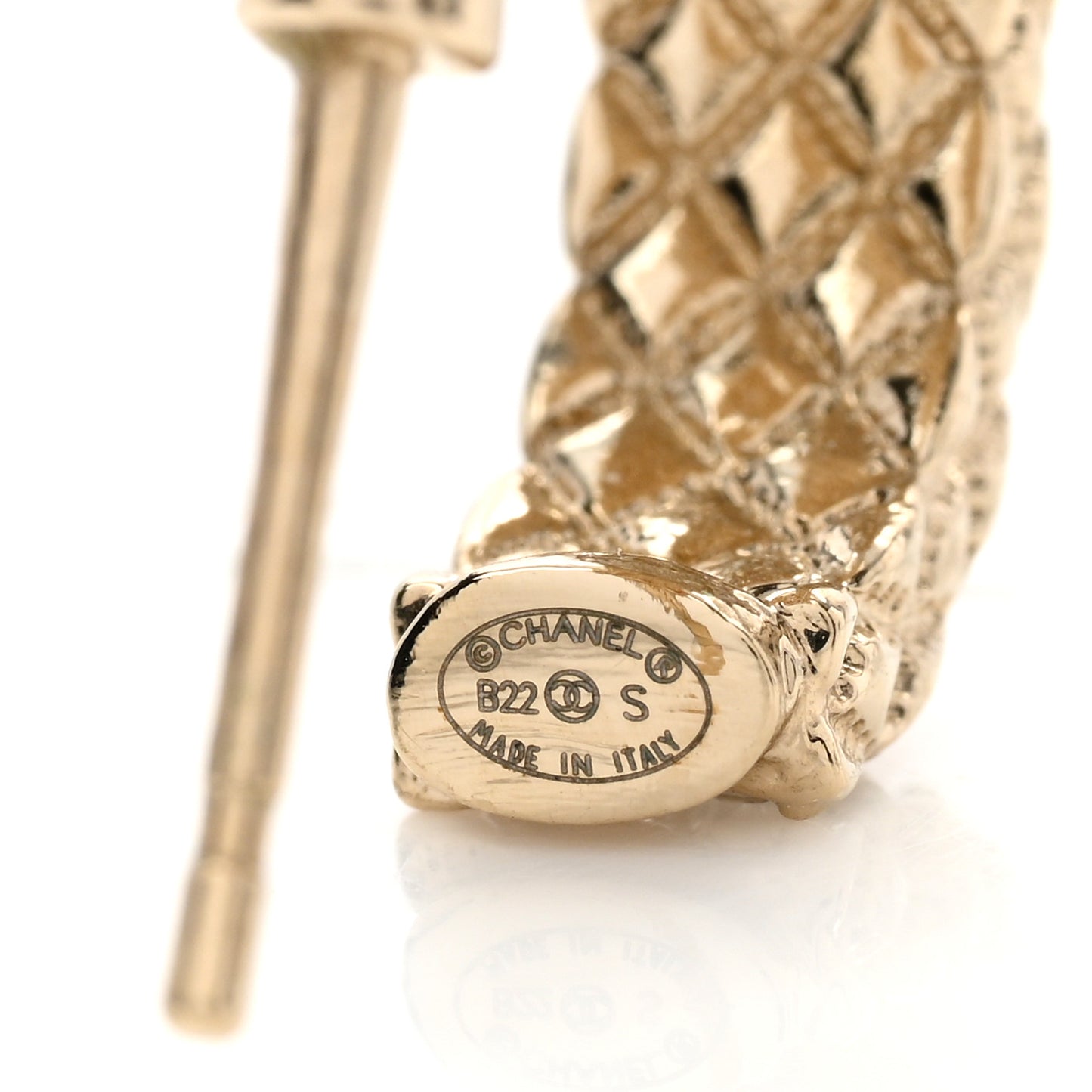 Crystal Quilted CC Hoop Earrings Gold