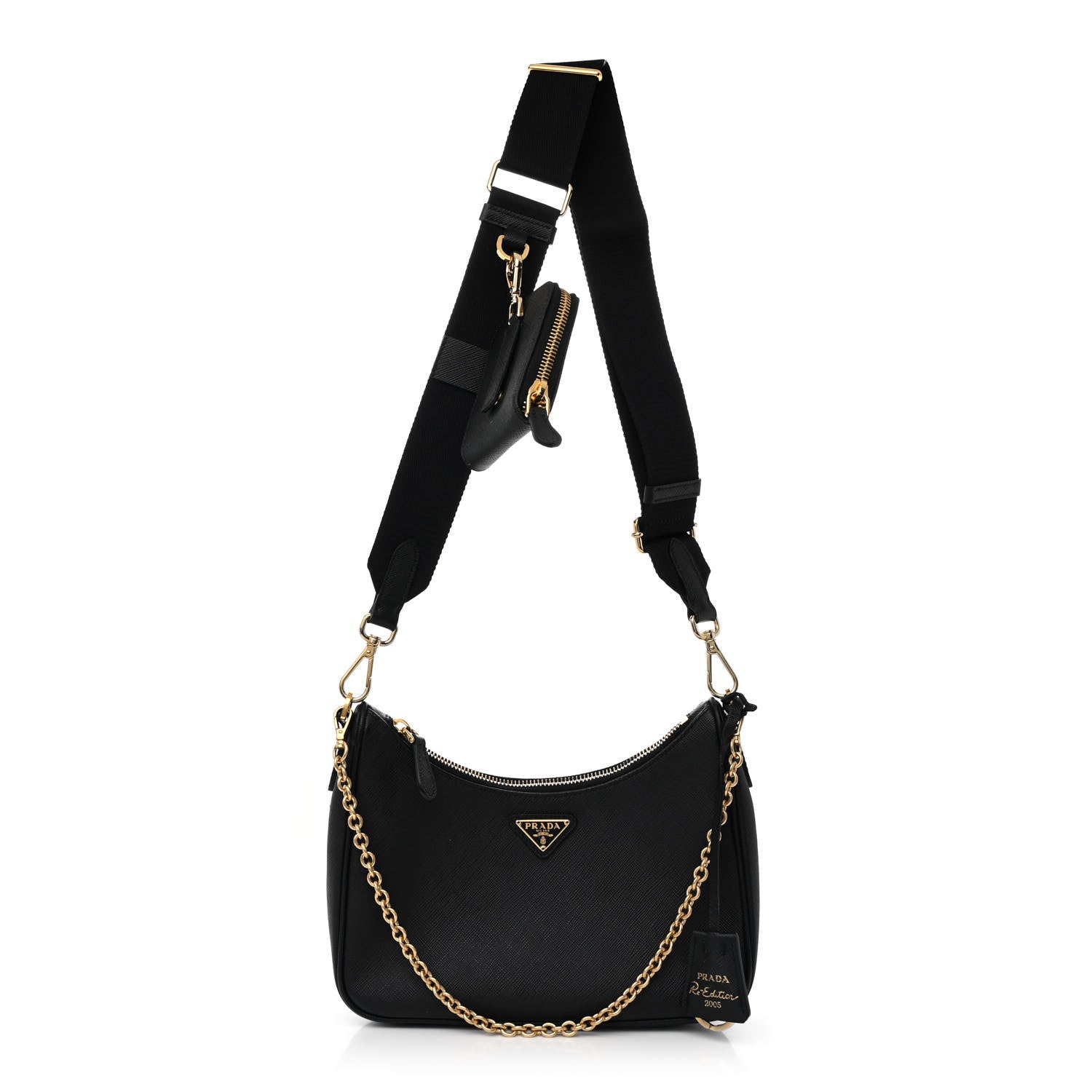 Prada Saffiano Lux Re-Edition 2005 Shoulder Bag Black 1 of 14