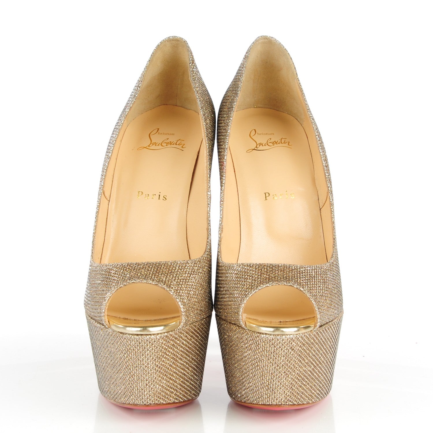 Christian Louboutin Glitter Fabric Altareva 160 Pumps 40 Gold 2 of 7
