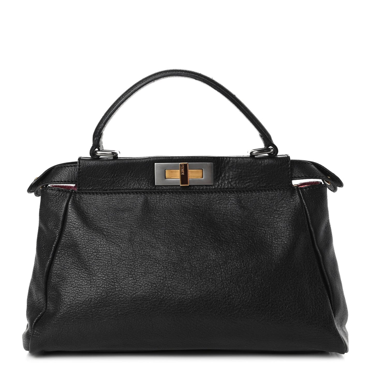 Goatskin Stingray Medium Peekaboo Iconic Satchel Black