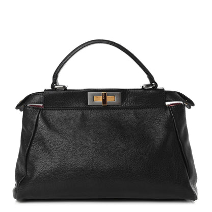 Fendi Goatskin Stingray Medium Peekaboo Iconic Satchel Black 1 of 6