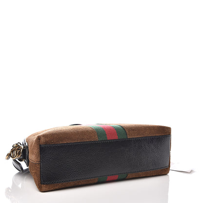Gucci Suede Patent Web Small Ophidia Dome Shoulder Bag Nocciola Black 3 of 9