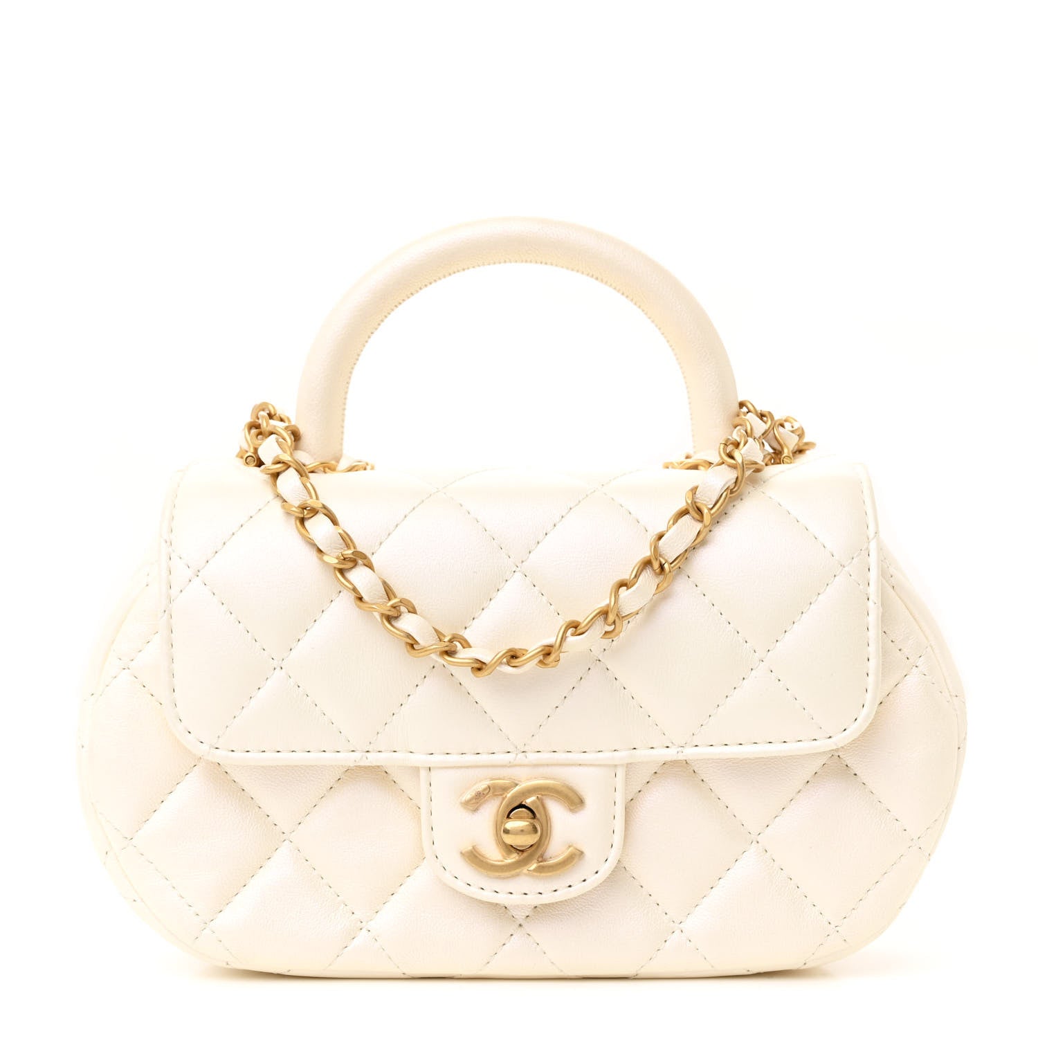 Chanel Iridescent Lambskin Quilted Baywatch Top Handle Flap White 1 of 11