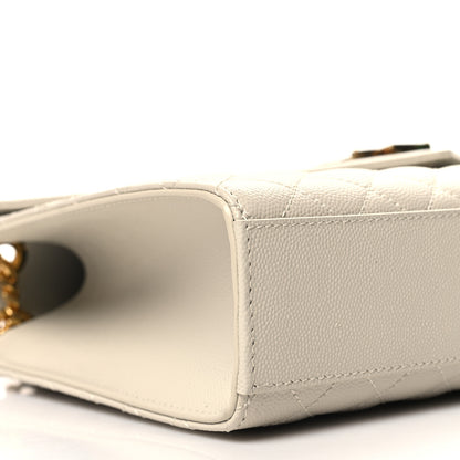 Saint Laurent Grain De Poudre Textured Mixed Matelasse Large Triquilt Monogram Satchel Crema Soft 9 of 11