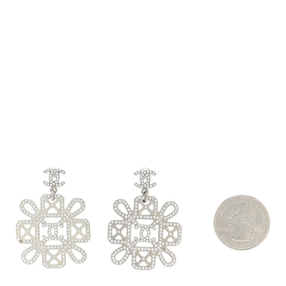 Chanel Crystal Strass Cross CC Earrings Silver 3 of 7