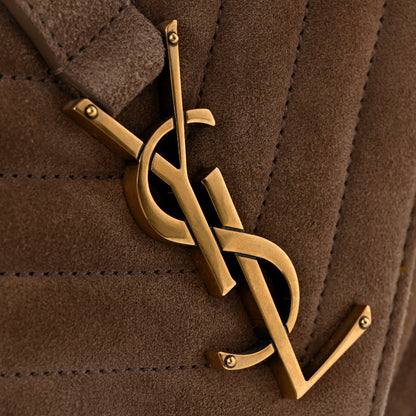 Saint Laurent Suede Matelasse Chevron Monogram Medium College Bag Taupe 11 of 11
