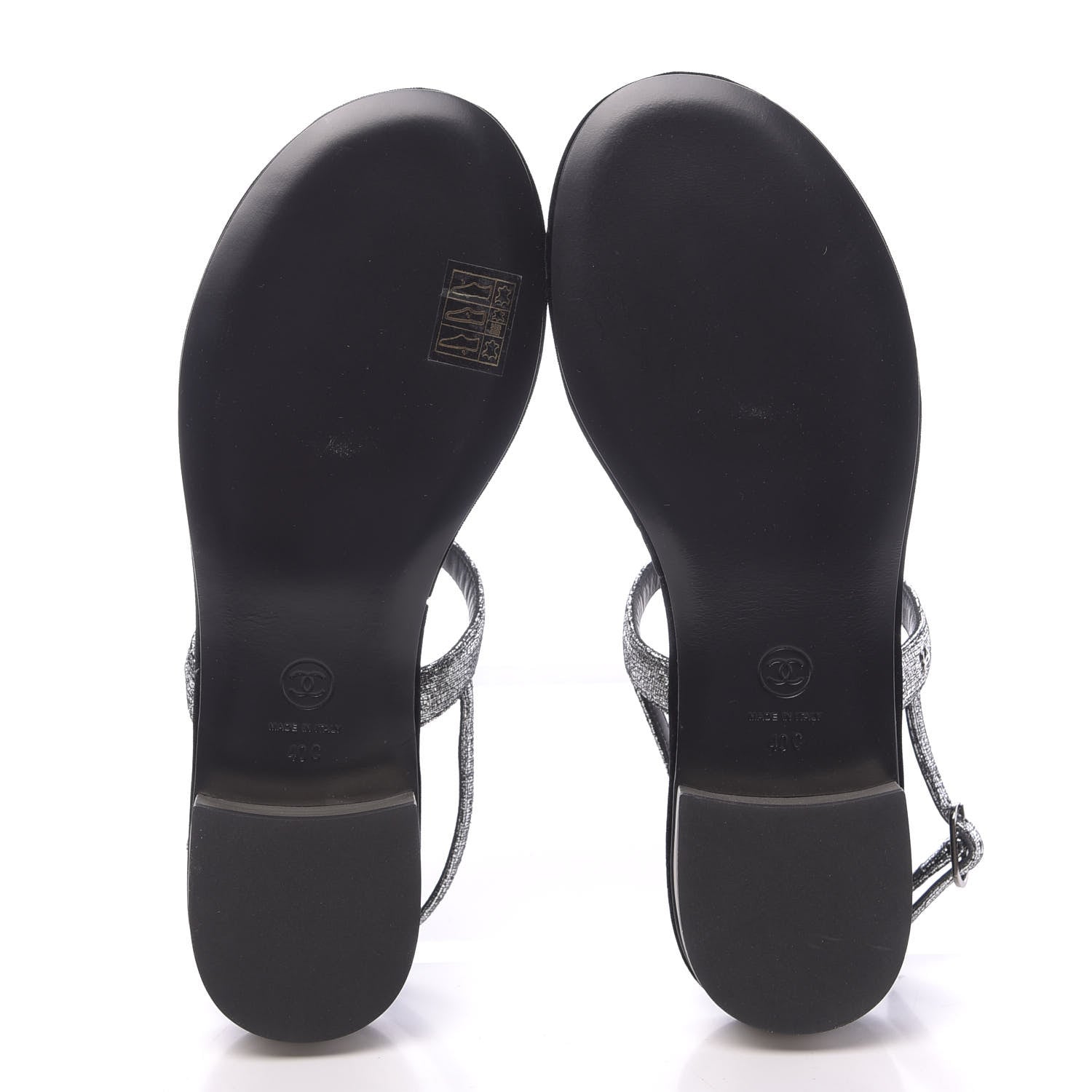 Chanel Metallized Goatskin Pearl CC Thong Sandals 40 Silver 5 of 7