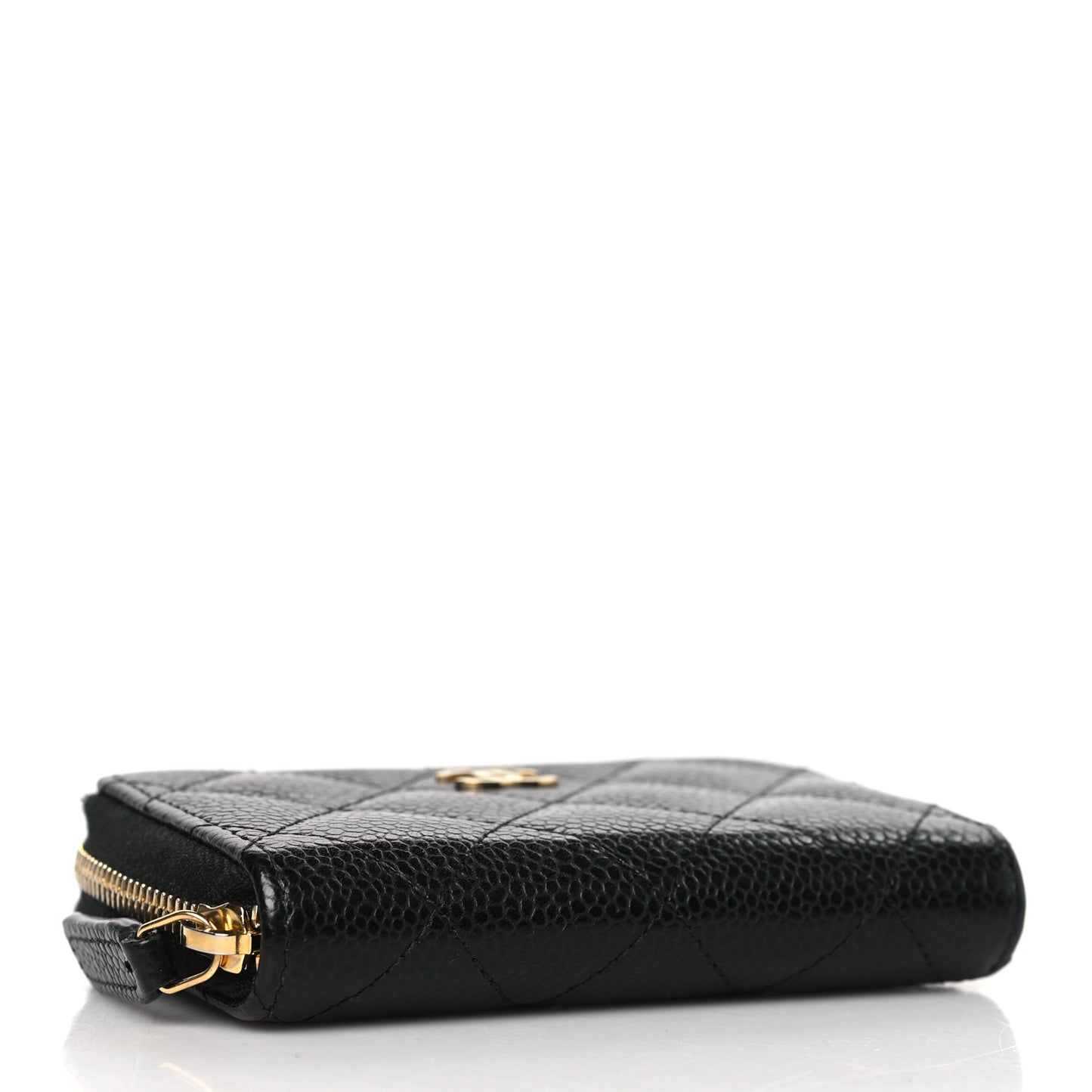 Caviar Quilted Zip Coin Purse Black