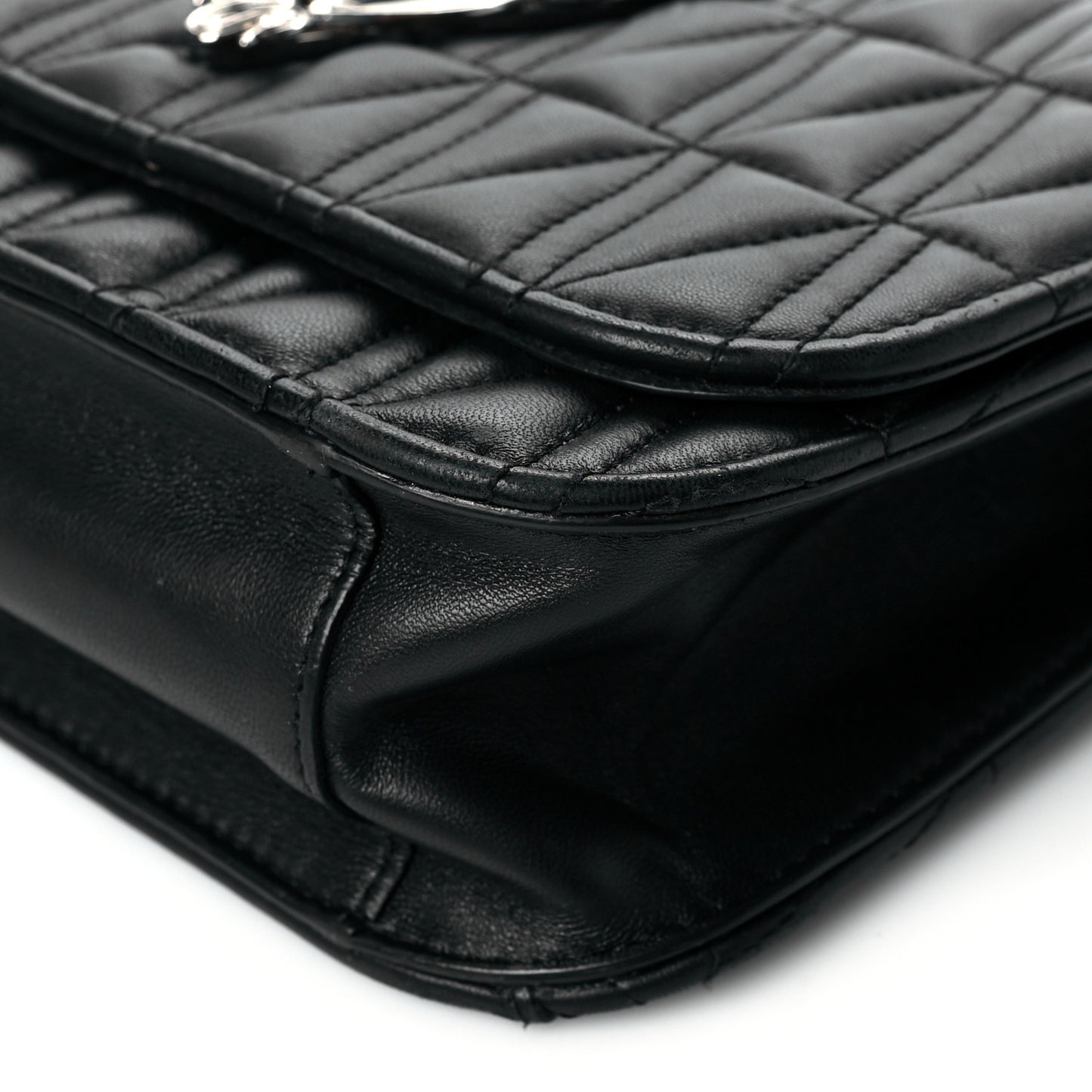 Nappa Quilted Virtus Top Handle Shoulder Bag Grey