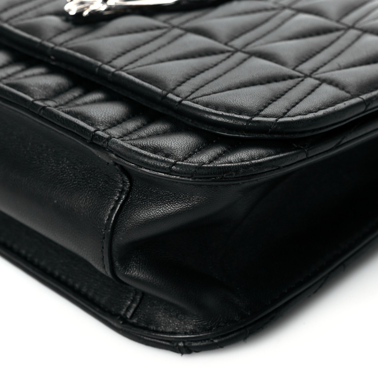Versace Nappa Quilted Virtus Top Handle Shoulder Bag Grey 11 of 12