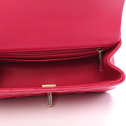 Chanel Lambskin Quilted Mini Top Handle Rectangular Flap Dark Pink 5 of 9