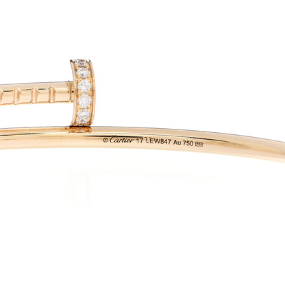Cartier 18K Yellow Gold Diamond Small Juste Un Clou Bracelet 17 3 of 3