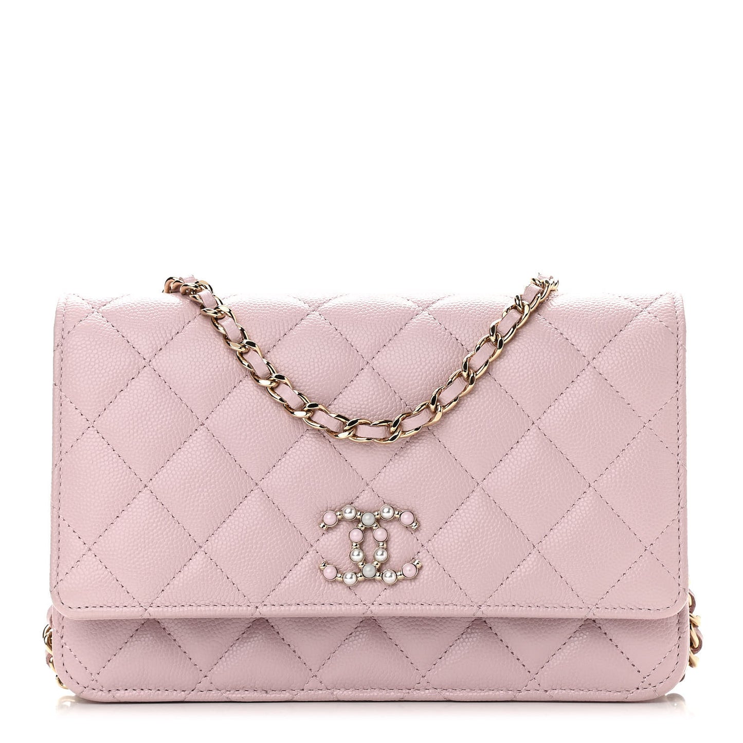 Caviar Quilted Coco Candy Wallet On Chain WOC Light Pink